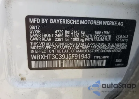 2018 BMW X1 xDrive28I z USA, uszkodzony, nr VIN WBXHT3C39J5F91943